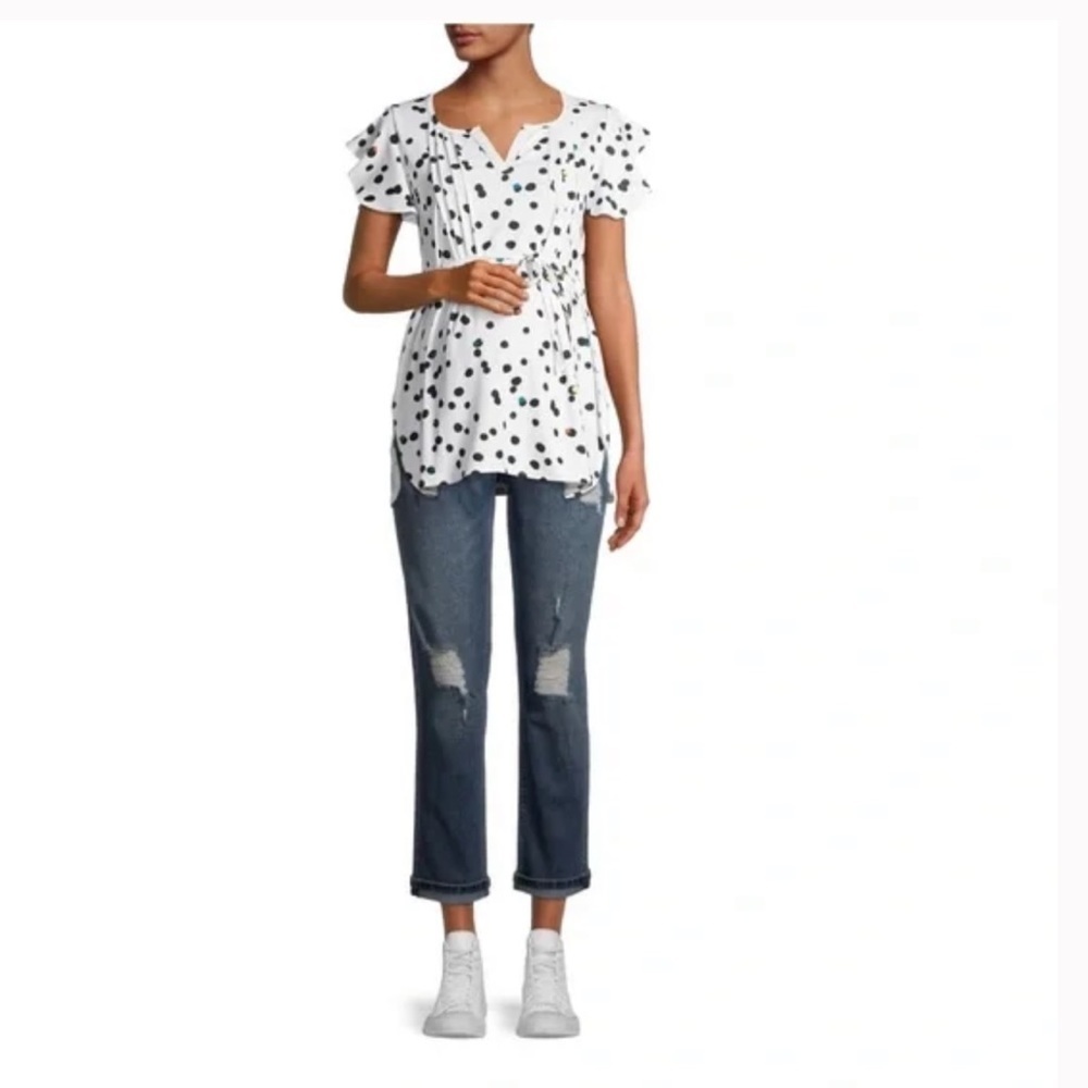 Women's Maternity Boyfriend Jeans with Full Panel - Picture 3 of 6